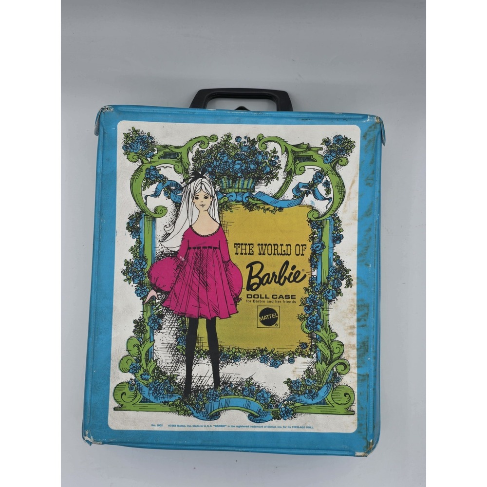 Vintage The World of Barbie Doll Case #1002 1968 MATTEL Blue & Green Doll